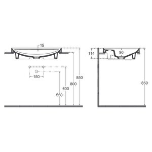 Isvea Infinity İnset Batarya Delikli Lavabo 55cm Fil Dişi