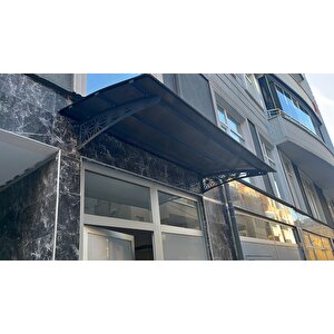 Lazer Kesim Metal Ayaklı 10 Mm Polikarbon Levhalı Pratik Sundurma 100 Cm Derinlik Yıldız Model 100x200 cm