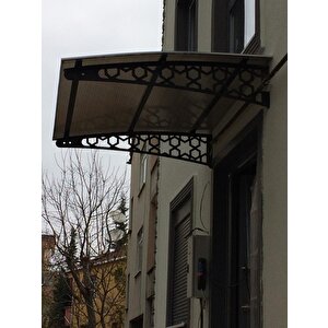 Lazer Kesim Metal Ayaklı 10 Mm Polikarbon Levhalı Pratik Sundurma 100 Cm Derinlik Selçuklu Model 100x250 cm