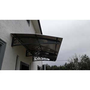 Lazer Kesim Metal Ayaklı 10 Mm Polikarbon Levhalı Pratik Sundurma 100 Cm Derinlik Lale Model 100x450 cm