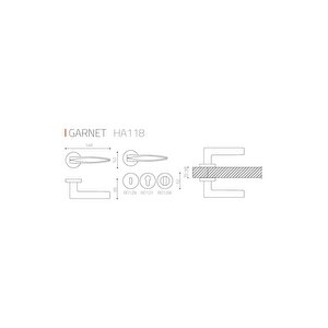 Garnet Saten - Oda Rozetli Kapı Kolu - Hha118ro12n Nb