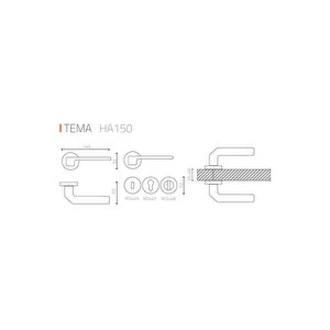 Tema Siyah - Yale Rozetli Kapı Kolu - Hha150ro11y Al6