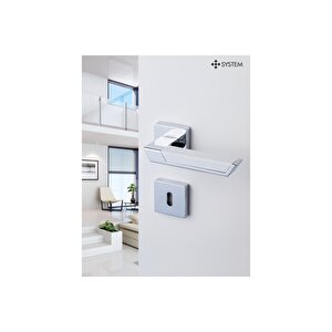 Pandora Saten-krom - Yale Rozetli Kapı Kolu - Hha117ro11y Nb-cr/nb