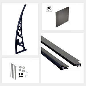 Yapısan Plastik Ayak 6mm Levhalı Pratik Sundurma Kanopi 100x150 Cm Antrasit Gri
