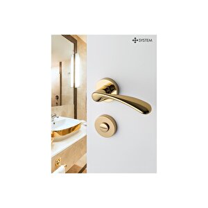 Perle Altın - Wc Rozetli Kapı Kolu - Hha119ro12w Gl