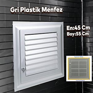 Menfez Banyo Wc Tuvalet Depo Havalandırma Plastik Panjur Gri 45x55 Cm