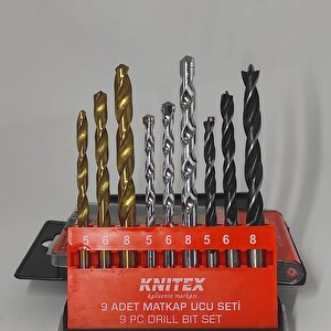 9 Parça Yüksek Kalite Beton Ahşap Ve Çelik Matkap Ucu Seti 5-6-8 Sertleştirilmiş Çelik Ahşap Ve Beton 9'lu Delme Seti