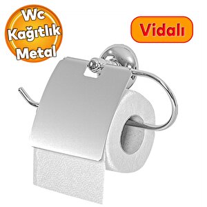 Metal Sağlam Aparat Vidalı Lavabo Banyo Wc Bez Havlu Çatal Askı Tuvalet Kağıtlık Krom 3'lü Set