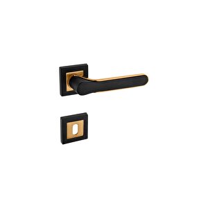 Zirve Siyah Gold Kare Rozetli Oda Kapı Kolu 1 Takım Siyah-Altın
