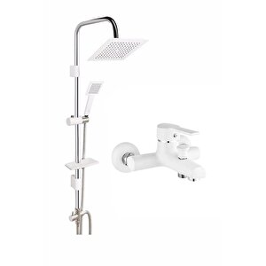 Hms Beyaz Skyline Tepe Duş Seti Ve Beyaz Inci Banyo Bataryası