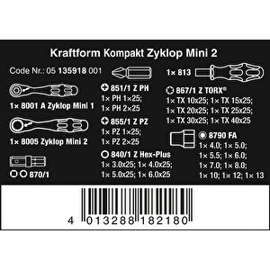 Wera Zyklop Mini 2 Cırcır Lokma Ve Bits Uç Seti (05135918001)