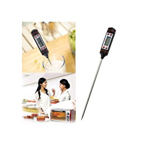 Gıda Termometresi 24 Cm Uzun Problu Dijital Termometre Kalem Tip Mutfak Yemek Sıcaklık Ölçme Cihazı Süt Mama Çorba Termometresi