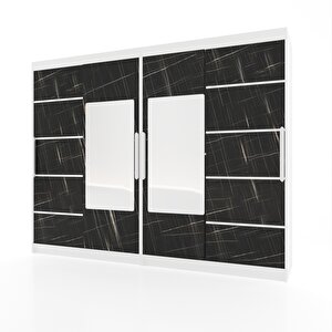 Sürgülü Gardırop Dört Kapaklı Aynalı 320/210 CM (PARLAKBEYAZ + SONATA) RENGİ