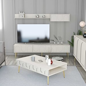 Lyon Orta Sehpa - Krem / Altın