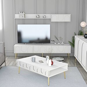 Lyon Orta Sehpa - Beyaz / Altın
