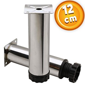 Mobilya Kanepe Baza Koltuk Metal Destek Ayağı Ayarlanabilir Krom Ayak 12 Cm