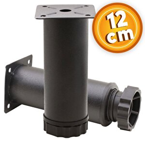 Mobilya Kanepe Baza Koltuk Metal Destek Ayağı Ayarlanabilir Siyah Ayak 12 Cm