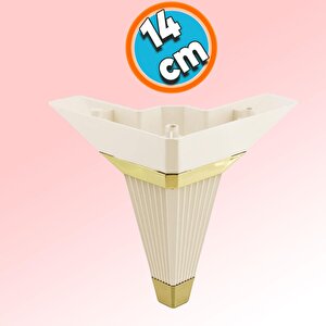 Mobilya Kanepe Çekyat Sehpa Tv Ünitesi Koltuk Ayağı Baza Ayak Köşe 14 Cm Krem Altın