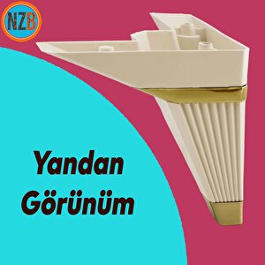 Mobilya Kanepe Çekyat Sehpa Tv Ünitesi Koltuk Ayağı Baza Ayak Köşe 14 Cm Krem Altın
