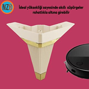 Mobilya Kanepe Çekyat Sehpa Tv Ünitesi Koltuk Ayağı Baza Ayak Köşe 14 Cm Krem Altın