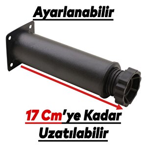 Mobilya Kanepe Baza Koltuk Metal Destek Ayağı Ayarlanabilir Siyah Ayak 15 Cm