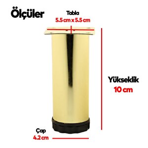 Mobilya Kanepe Sehpa Tv Ünitesi Koltuk Ayağı Ayarlanabilir 10 Cm Gold Altın Metal Baza Ayak