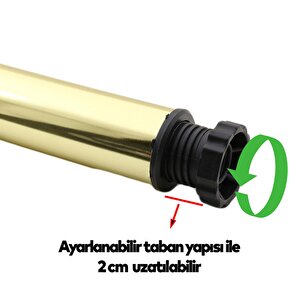 Mobilya Kanepe Sehpa Tv Ünitesi Koltuk Ayağı Ayarlanabilir 20 Cm Gold Altın Metal Baza Ayak