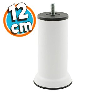 Mobilya Metal Yatak Kanepe Baza Koltuk Orta Destek Ayağı M8 Civata Beyaz Metal Ayak 12 Cm
