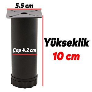 Mobilya Kanepe Baza Koltuk Metal Destek Ayağı Ayarlanabilir Siyah Ayak 10 Cm