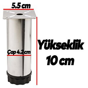 Mobilya Kanepe Baza Koltuk Metal Destek Ayağı Ayarlanabilir Krom Ayak 10 Cm