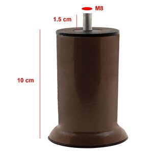 Mobilya Metal Yatak Kanepe Baza Koltuk Orta Destek Ayağı M8 Civata Kahverengi Metal Ayak 10 Cm