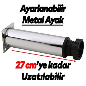 Mobilya Kanepe Baza Koltuk Metal Destek Ayağı Ayarlanabilir Krom Ayak 25 Cm
