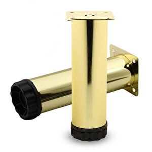 Mobilya Kanepe Sehpa Tv Ünitesi Koltuk Ayağı Ayarlanabilir 15 Cm Gold Altın Metal Baza Ayak