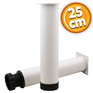 Mobilya Kanepe Baza Koltuk Metal Destek Ayağı Ayarlanabilir Beyaz Ayak 25 Cm