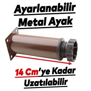 Mobilya Kanepe Baza Koltuk Metal Destek Ayağı Ayarlanabilir Kahverengi Ayak 12 Cm