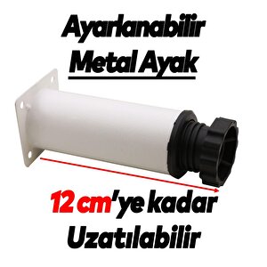 Mobilya Kanepe Baza Koltuk Metal Destek Ayağı Ayarlanabilir Beyaz Ayak 10 Cm
