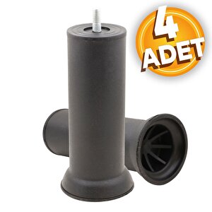 Mobilya Kanepe Baza Koltuk Destek Ayağı M8 Civata Siyah Ayak 15 Cm (4 Adet)