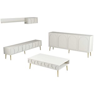 Lyon 3 Lü Salon Takımı - Krem / Altın