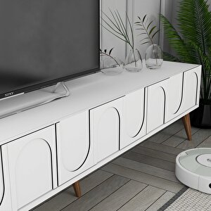 Lyon 3 Lü Salon Takımı - Beyaz / Ceviz