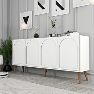 Lyon 3 Lü Salon Takımı - Beyaz / Ceviz