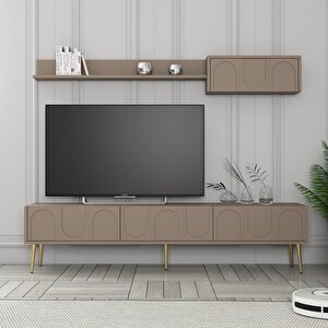 Lyon Duvar Raflı Tv Ünitesi - Atlas / Altın