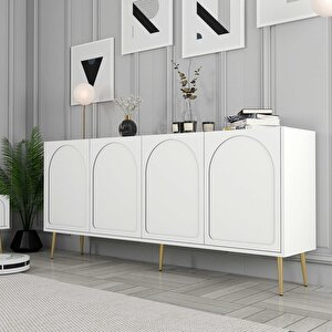 Lyon 3 Lü Salon Takımı - Beyaz / Altın