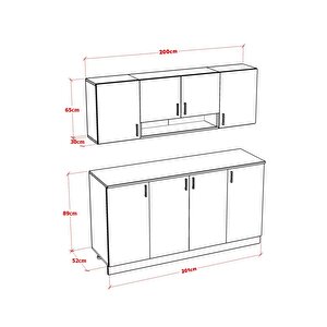 Ri̇sa Mutfak Dolabi Alt Üst Modül 200 Cm Tezgah Dahi̇l