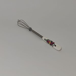 Ramdet Mini Porselen Saplı Kahve Çırpıcı  Süt Yumurta Çırpıcı 20 Cm Desenli Küçük Karıştırıcı