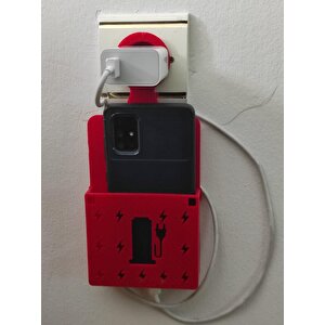 Pirize Takılan Hazneli Telefon Tutucu Duvar Teleon Tutucu Şarz Standı Kırmızı