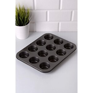 Nakres 12 Bölmeli Yanmaz Ve Yapışmaz Kek Kapsülü Yapışmaz Mini Tart Kek Kapsülü Muffin Ekler Kalıbı 35-27 Cm