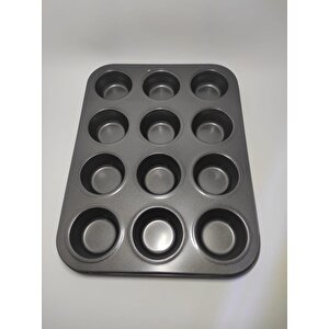Nakres 12 Bölmeli Yanmaz Ve Yapışmaz Kek Kapsülü Yapışmaz Mini Tart Kek Kapsülü Muffin Ekler Kalıbı 35-27 Cm