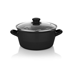 Schafer Fry Çıtır Kızartma Tenceresi 22 Cm 3 Parça Siyah