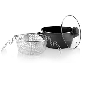 Schafer Fry Çıtır Kızartma Tenceresi 22 Cm 3 Parça Siyah