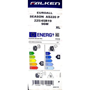 Falken 225/45 R19 Tl 96w Xl Euroall Season As220 Pro Dört Mevsim Lastiği (üretim Yılı:2023)